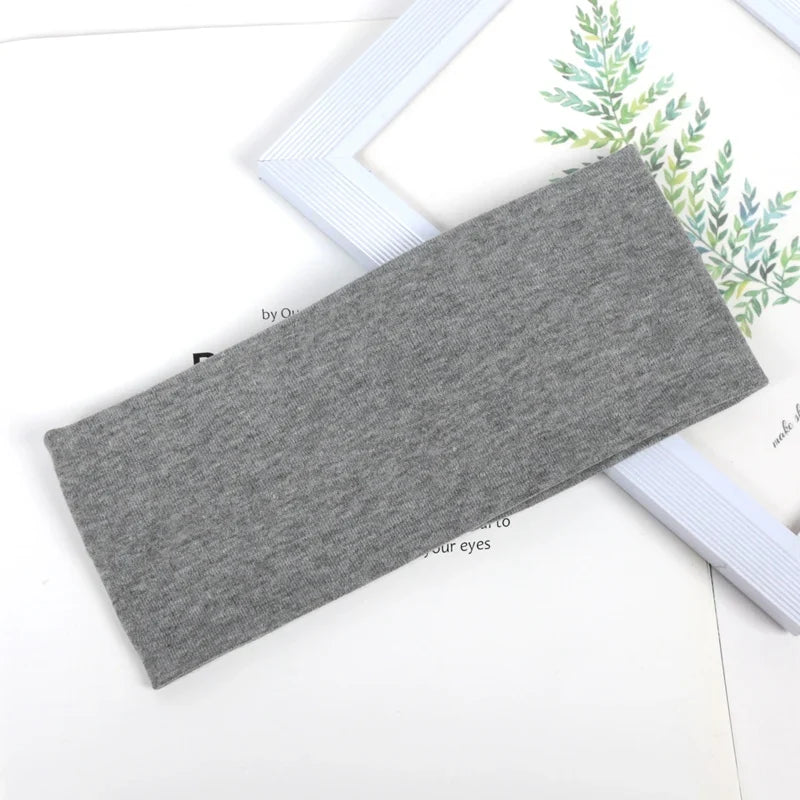 Unisex Solid Cotton Sports Yoga Headband – Moisture-Wicking Sports Headband Qme
