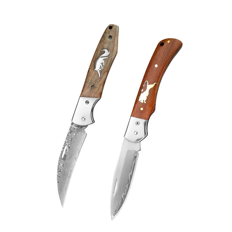 VG10 Damascus Steel Folding Paring Knife – Wood Handle Folding Paring Knife Qst Folding Knife AC