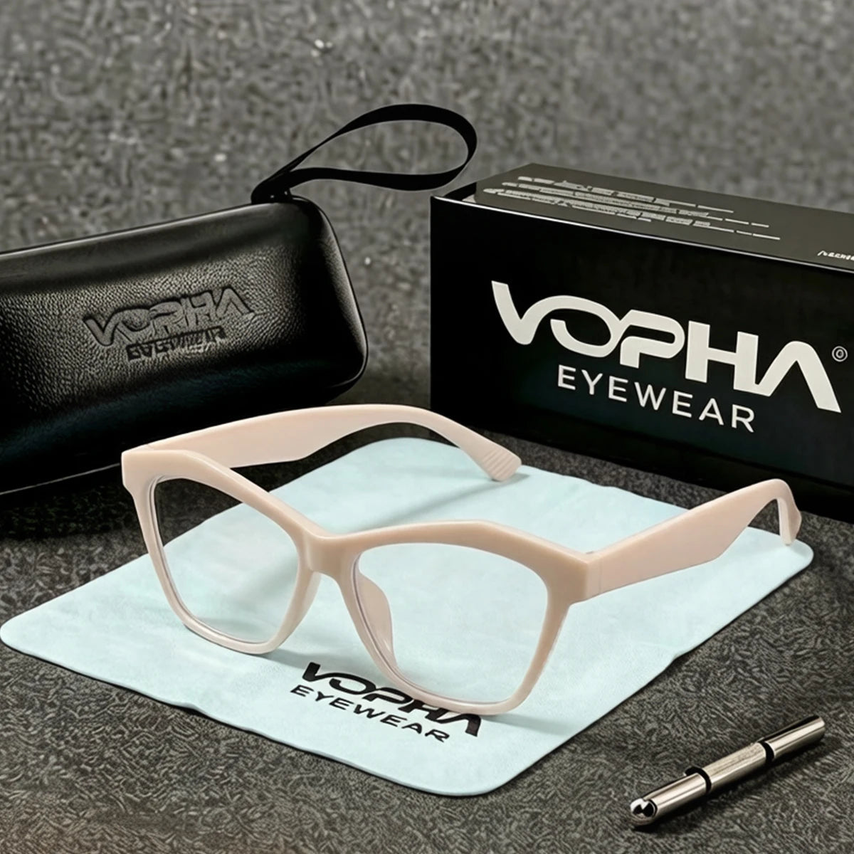 VOPHA Cat Eye Blue Light Blocking Reading Glasses L50 Reading Glasses Qst 150 Pink