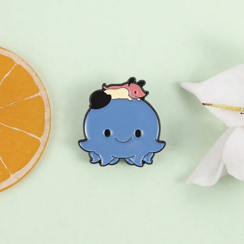 Cute Blue Monster Enamel Lapel Pin – Cartoon Badge Enamel Lapel Pin Qme