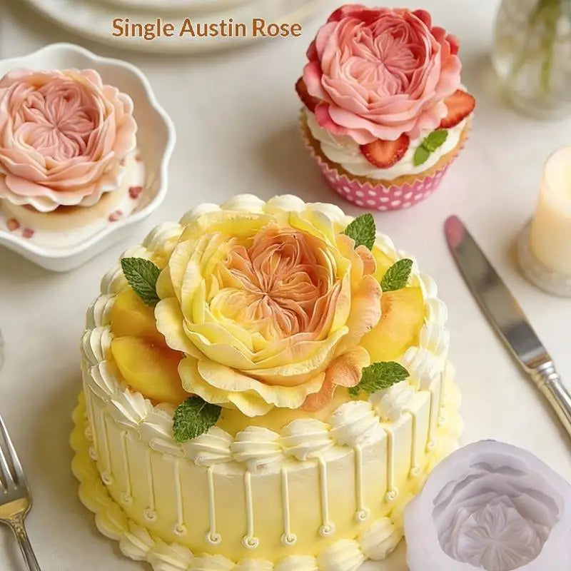 3D Flower Silicone Mold – Chocolate Cake Peony Rose Baking Mould Silicone Baking Mold Qst