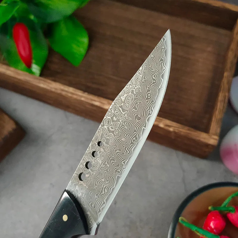 Damascus Steel Chef Knife – 10" Wood Handle, Razor-Sharp Blade Damascus Chef Knife Qst
