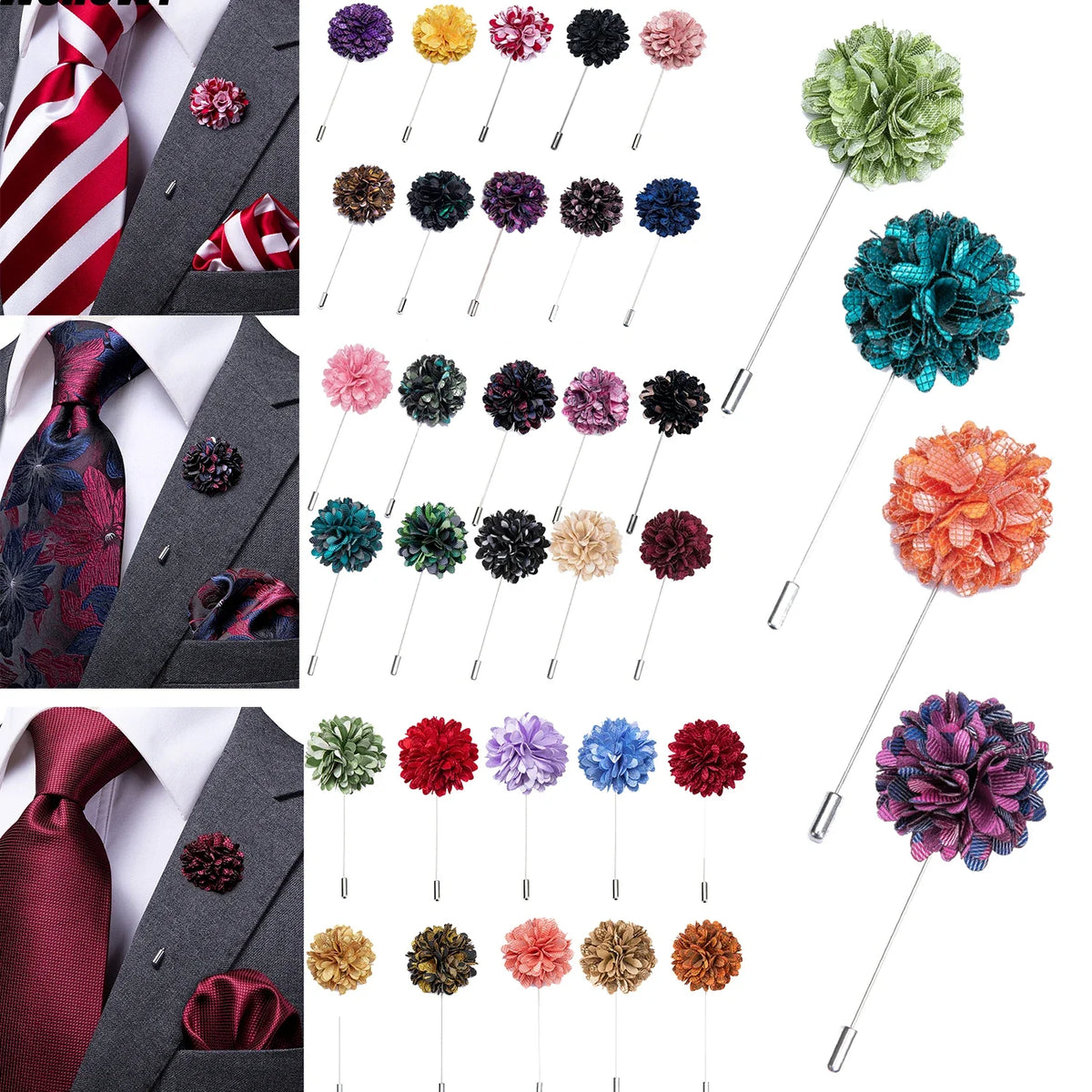 Hi-Tie Silk Rose Boutonniere & Wrist Corsage – 18 Colors Boutonniere & Corsage Qme