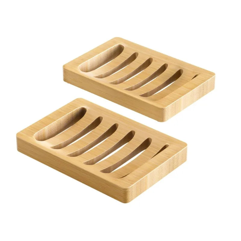 Natural Bamboo Soap Dish Holder – Self-Draining Rustic Tray Bamboo Soap Dish Qme