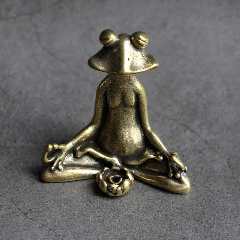 Zen Frog Incense Holder | Solid Bronze Copper Figurine Ornament Incense Holder Figurine Qme