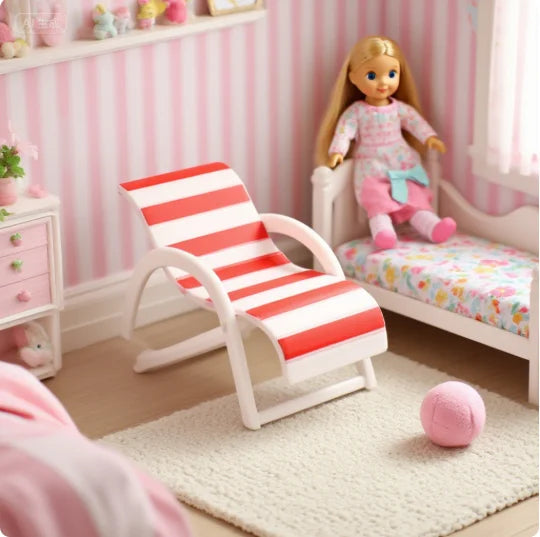 Mini Beach Chair & Umbrella Set – Dollhouse Miniature Decor Dollhouse Miniature Set Qst