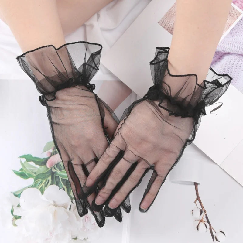 Women's Transparent Lace Mesh Gloves – Sheer Fashion Driving Gloves Lace Fashion Gloves Qme