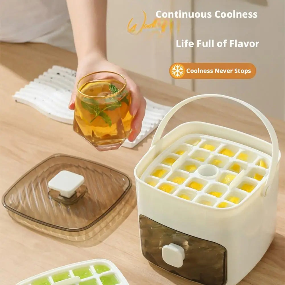 Ice Cube Tray with Lid, Bin & Tongs – 48-Cube Easy Release Ice Cube Tray Set Qme
