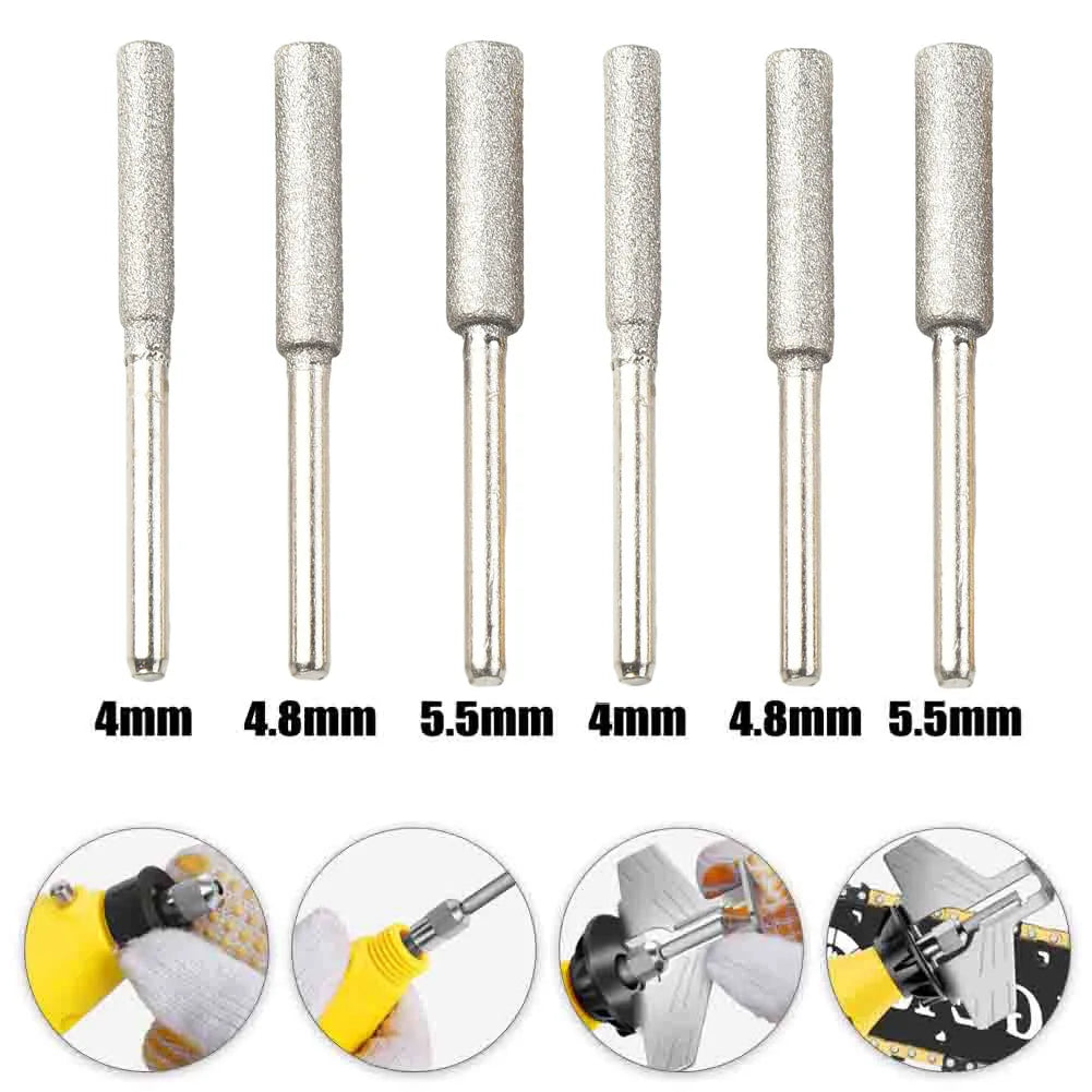 6-Piece Chainsaw Sharpener Burr Set – 4mm, 4.8mm & 5.5mm Chainsaw Sharpener Set Qme