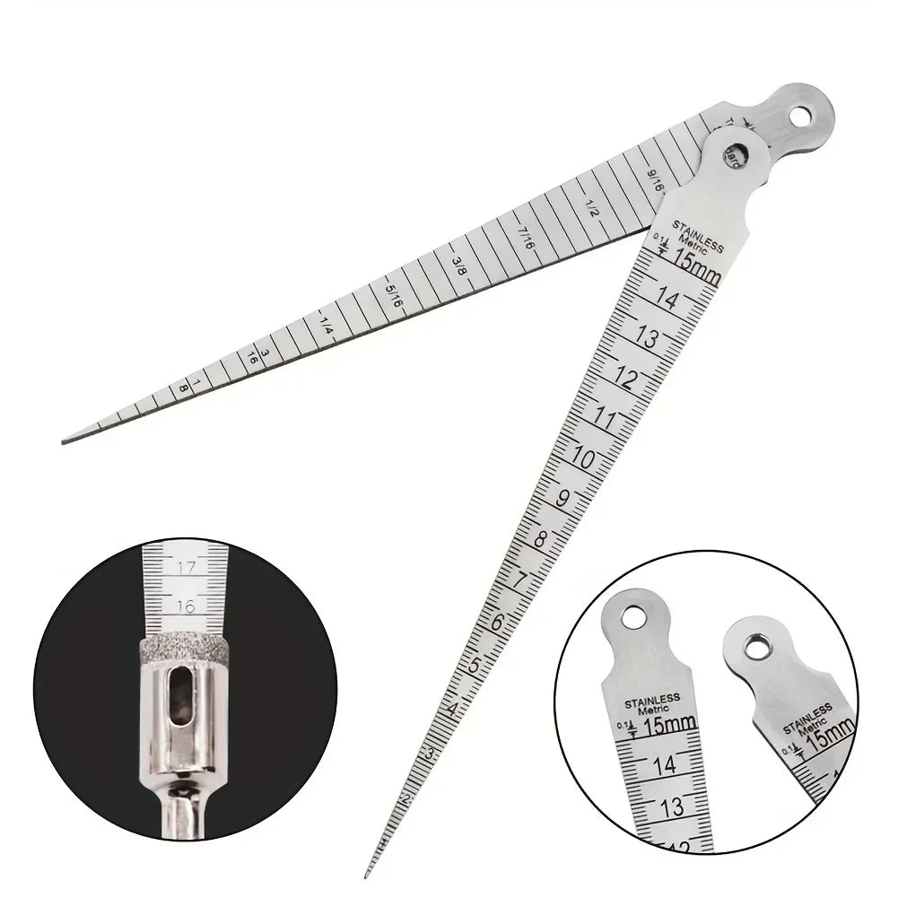 Stainless Steel Wedge Plug Gauge – Dual Metric & Imperial Scale Measurement Gauge Qme