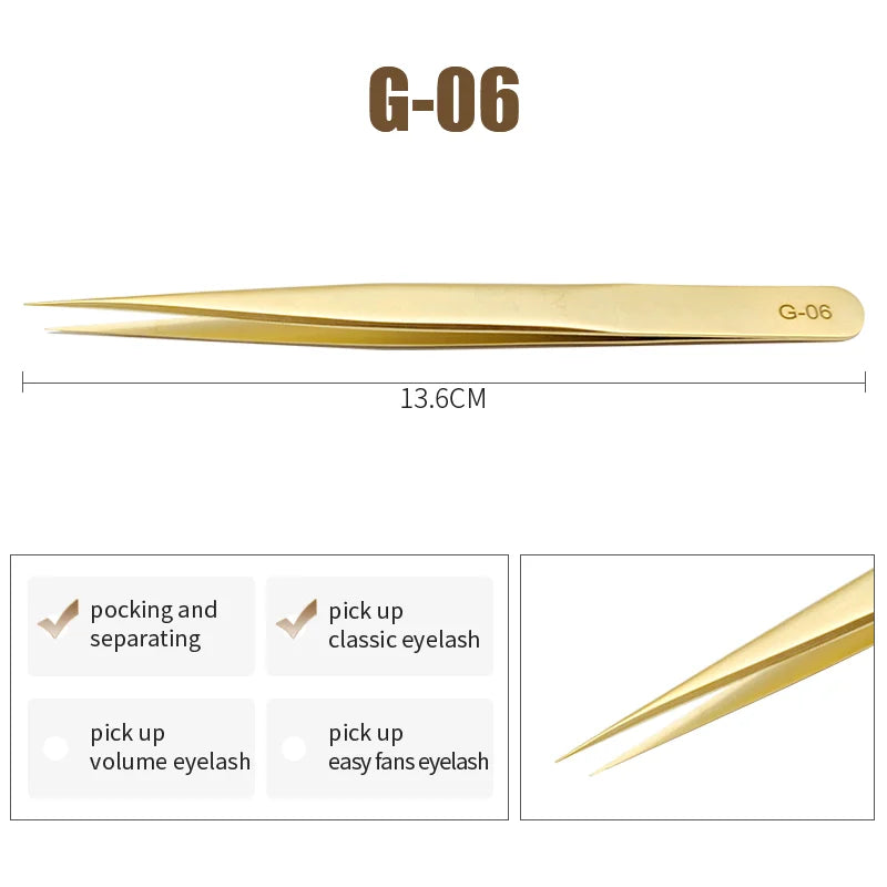 NATUHANA Eyelash Extension Tweezers – Matte Stainless Steel Eyelash Tweezers Qme G-06