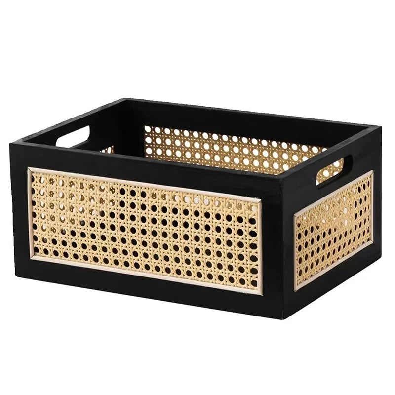 Wooden Organizer Basket Box for Cosmetics, Snacks & Home Decor Wooden Storage Basket Qme