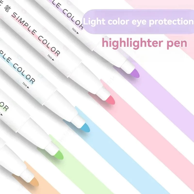 Pastel Double Tip Highlighters Set 8pc – Quick Dry No Bleed Highlighter Set Qme