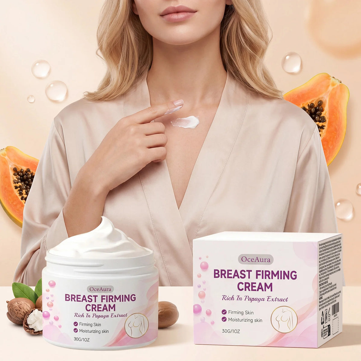 Papaya Extract Chest Firming & Moisturizing Massage Cream Body Firming Cream Qst