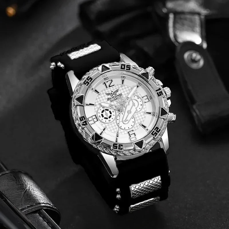 Mixed Bar Scale Dial Silicone Quartz Watch – 5 Colors Silicone Quartz Watch Qme