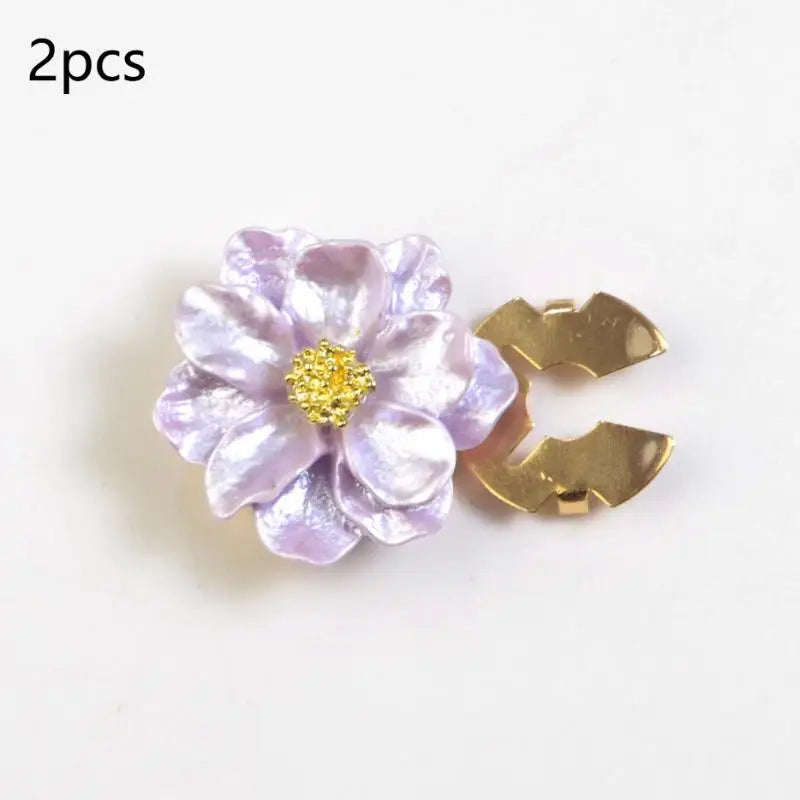 Rhinestone Flower Button Covers Cufflinks for Women – 10 Colors Button Cover Cufflinks Qme style 10