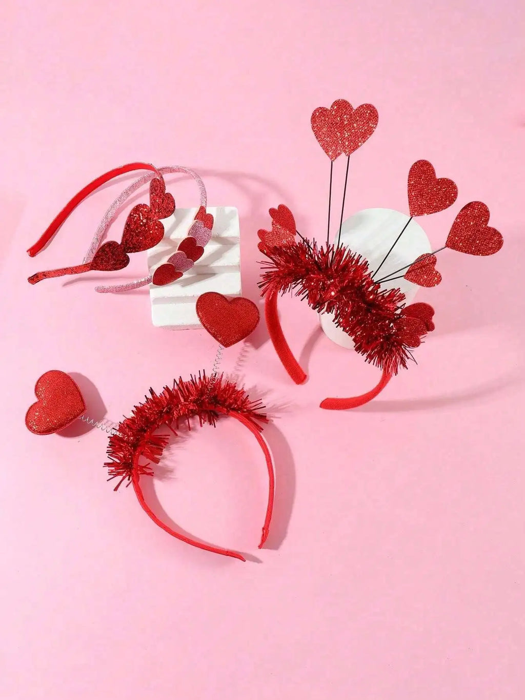 Red Sequin Heart Headband – Valentine's Day & Birthday Party Party Hair Headband Qme