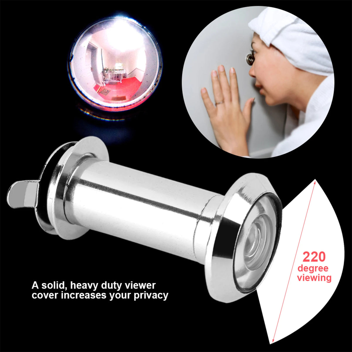 160° Wide Angle Door Viewer with Privacy Cover – Easy Install Door Viewer Qst