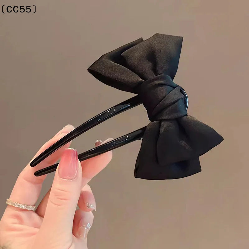 Women's Bow U-Shaped Hair Clip – Elegant Black Boutique Hairpin Hair Clip Qst