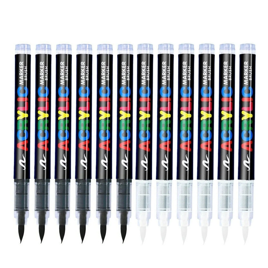 Black & White Soft Tip Acrylic Markers – Wood & Ceramic Set Acrylic Paint Markers Qme 6 black 6 white