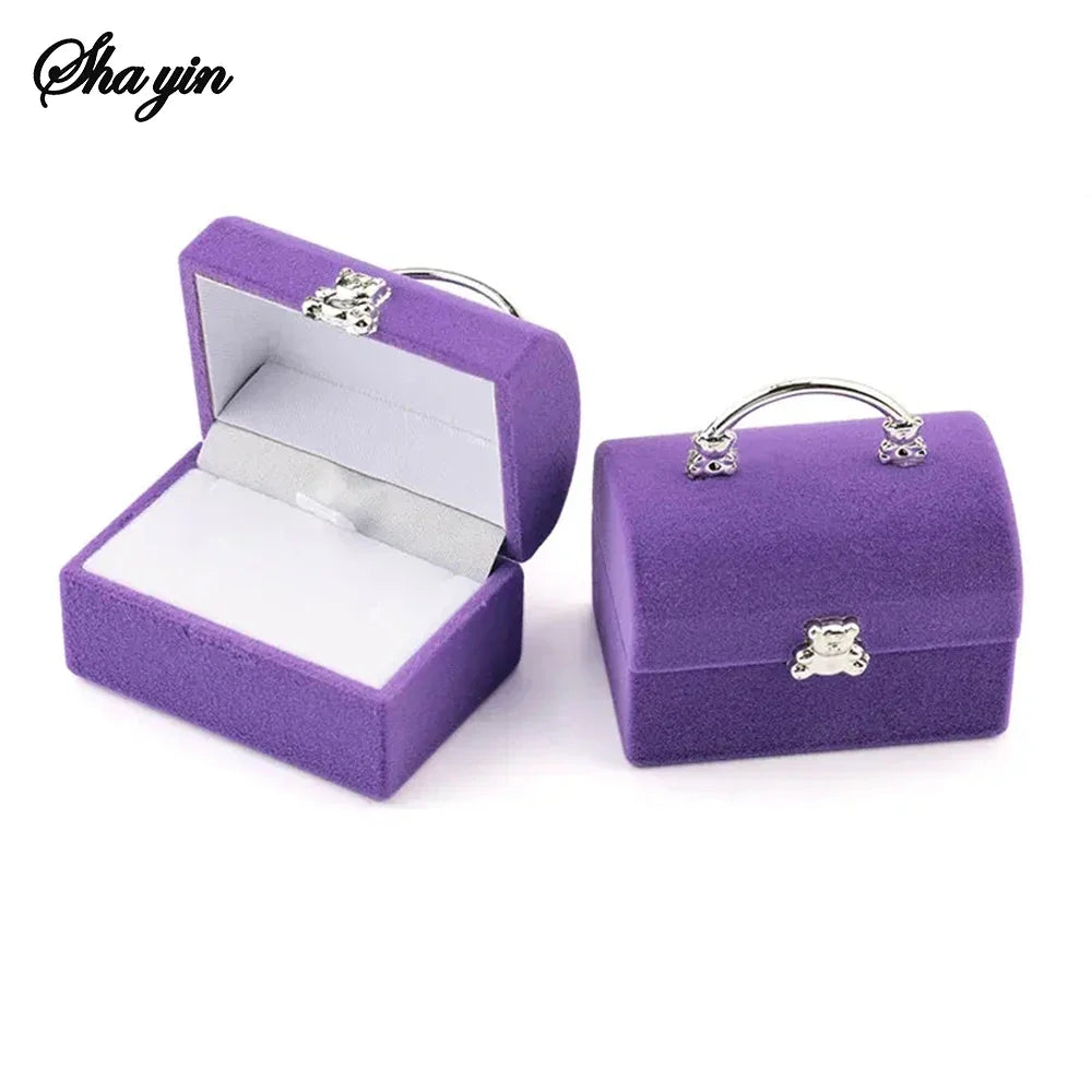 Velvet Bear Jewelry Box – Ring, Necklace & Gift Display Case Velvet Jewelry Box Qme Purple