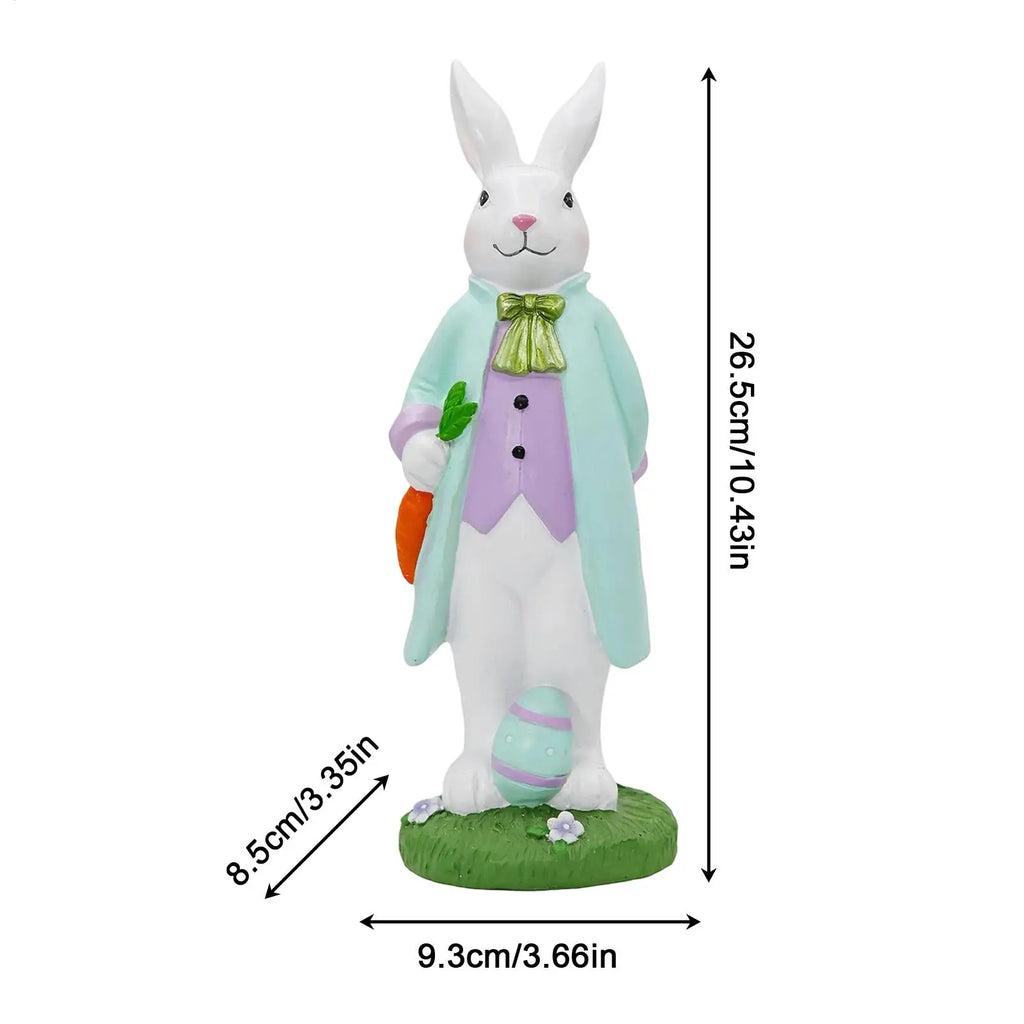 Easter Bunny Resin Rabbit Statue Spring Mantel Decoration Decorative Rabbit Statue Qme