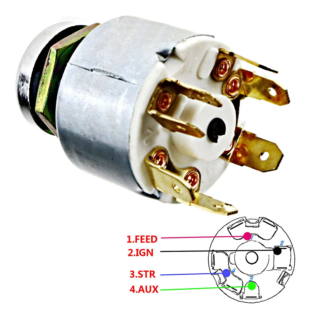 12V 4-Position Ignition Switch Lock with Keys – Car Motorcycle Boat Ignition Switch Lock Qst