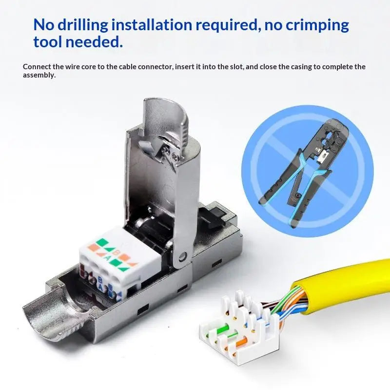 Toolless Shielded RJ45 Network Cable Plug 22–26AWG Connector Network Cable Connector Qme
