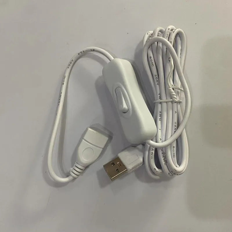 USB Extension Cable with Toggle Switch 2M – Lamps & Fans USB Switch Cable Qme White 3 Pieces