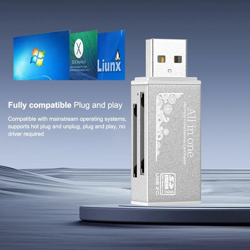 4-Port USB 2.0 Card Reader – Micro SD, TF, MS & MD USB Card Reader Qme