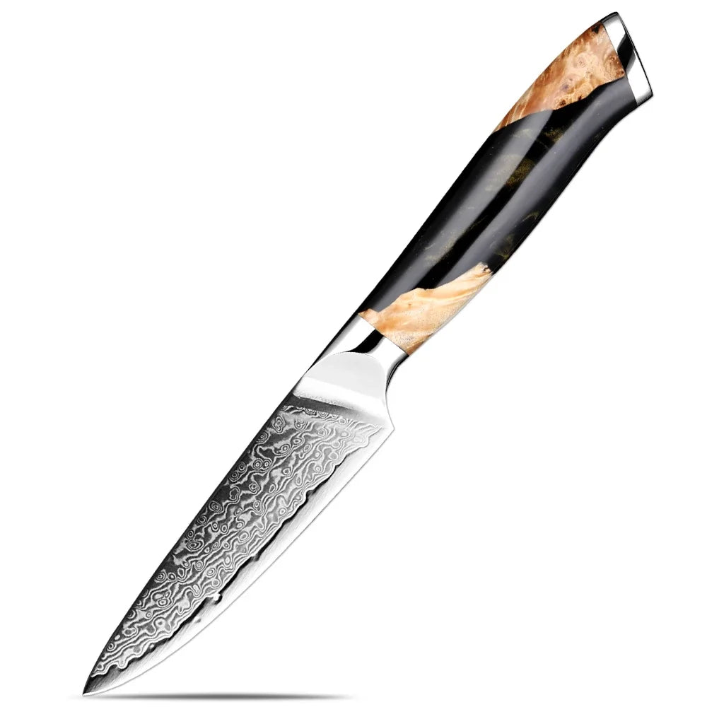 XITUO 67-Layer Damascus Steel Paring Knife 3.5" – VG10 Sharp Damascus Paring Knife Qst Red 3.5 inch