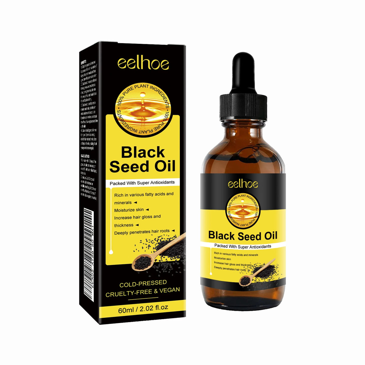 Eelhoe Hair Growth Essential Oil – Fuller, Thicker Hair Hair Growth Oil Qst 60ml boxed