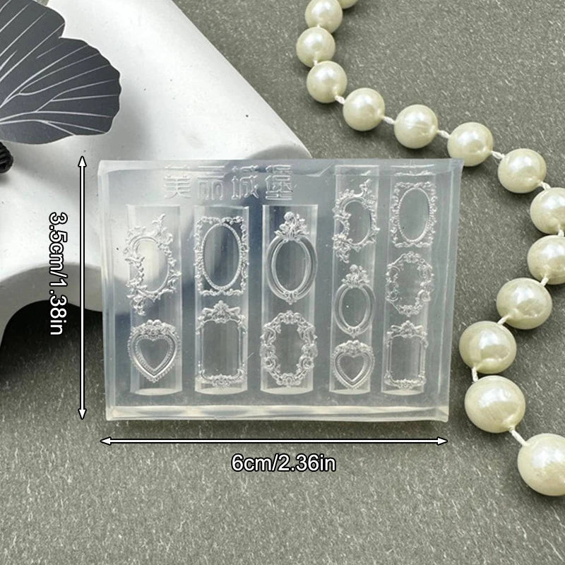 3D Silicone Nail Mold – Photo Frame Shape Nail Art Stamping Tool Nail Art Mold Qst