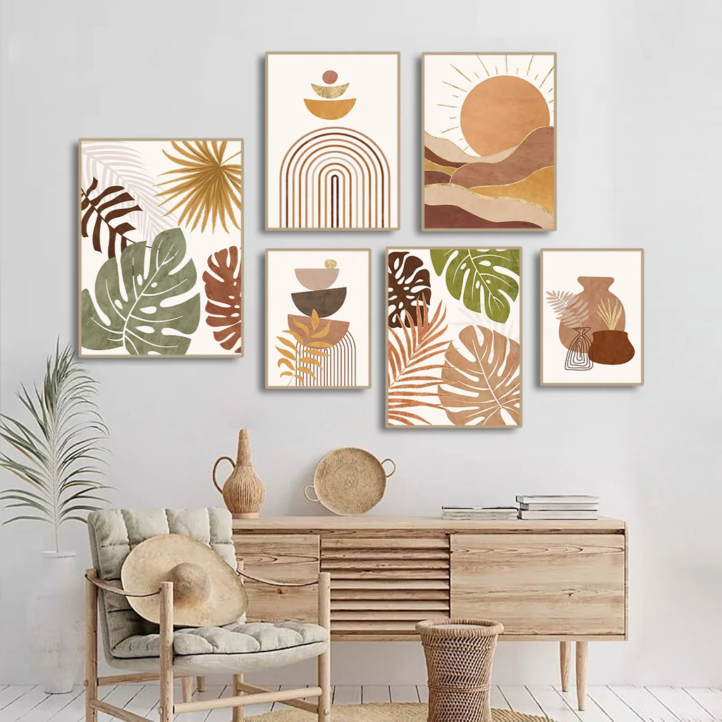Boho Abstract Canvas Wall Art – Geometric Desert Print Canvas Wall Art Qst