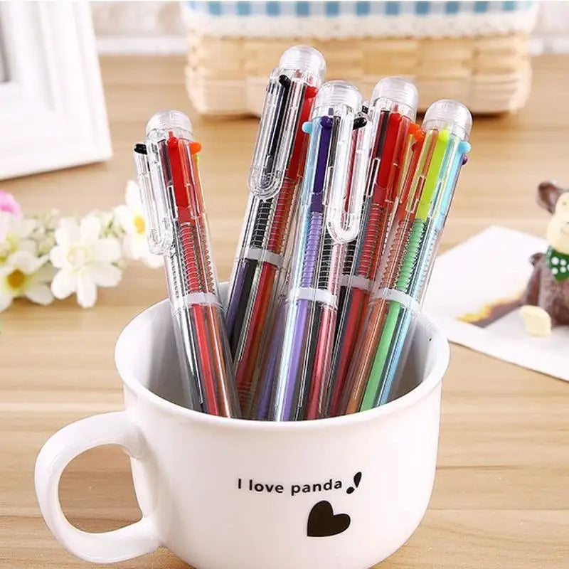 6-Color Ballpoint Pen Set – Multicolor Oil Pens 0.5mm Multicolor Ballpoint Pen Set Qme