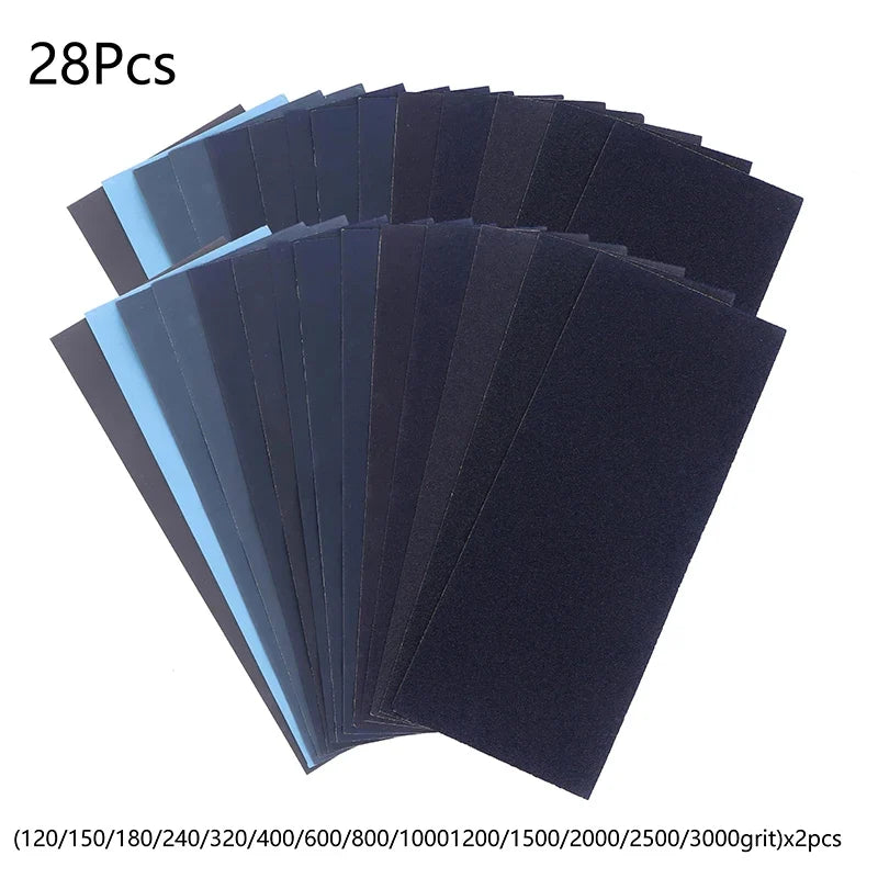 Wet Dry Sandpaper Kit – Abrasive Sanding Sheets for Wood & Metal Sandpaper Kit Qme 28pcs
