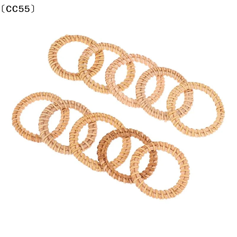 12pcs Bohemian Rattan Napkin Rings – Rustic Woven Holders Napkin Rings Qst