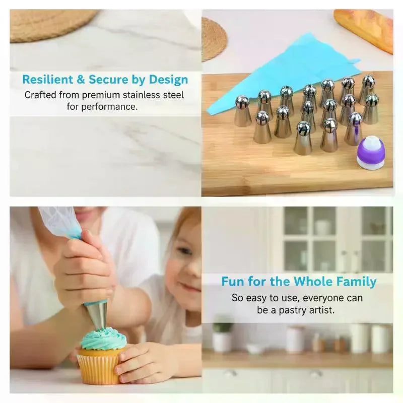 Cake Decorating Piping Tips Set – Beginner Baking Kit Piping Tips Set Qme