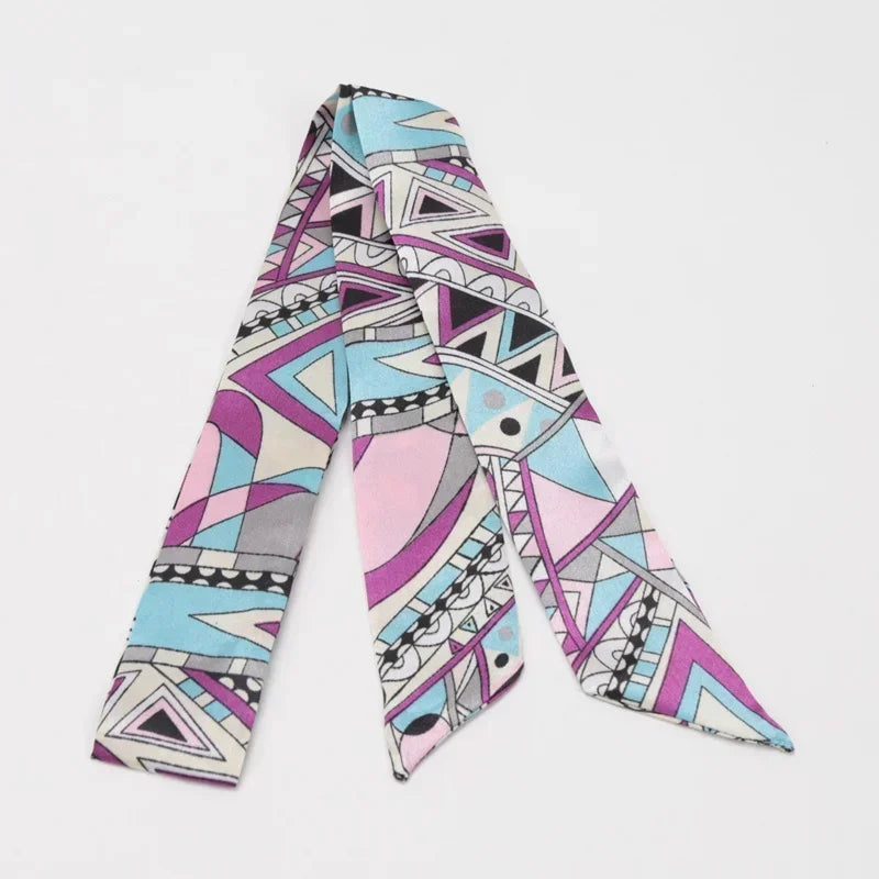 Women's Skinny Ribbon Scarf – Printed Polyester Hair Tie