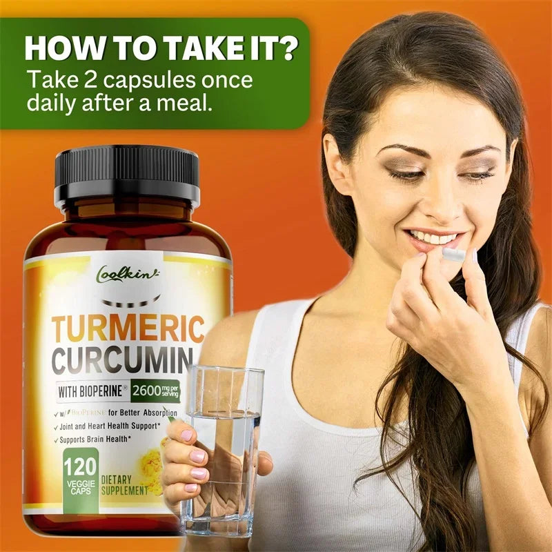 Turmeric Curcumin Capsules 95% Curcuminoids + BioPerine Turmeric Supplement Qst