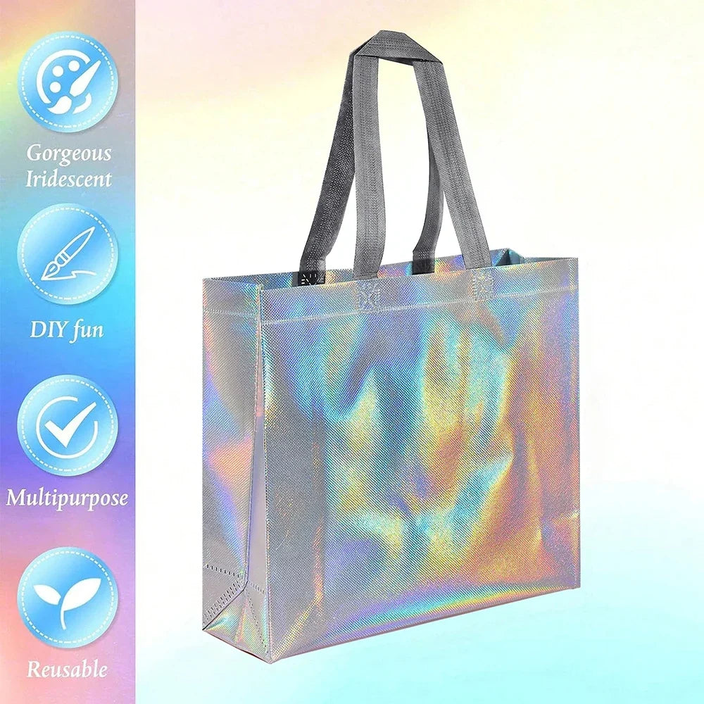 Silver Reusable Grocery Tote Organizer Bag | Qme Reusable Tote Bag Qme