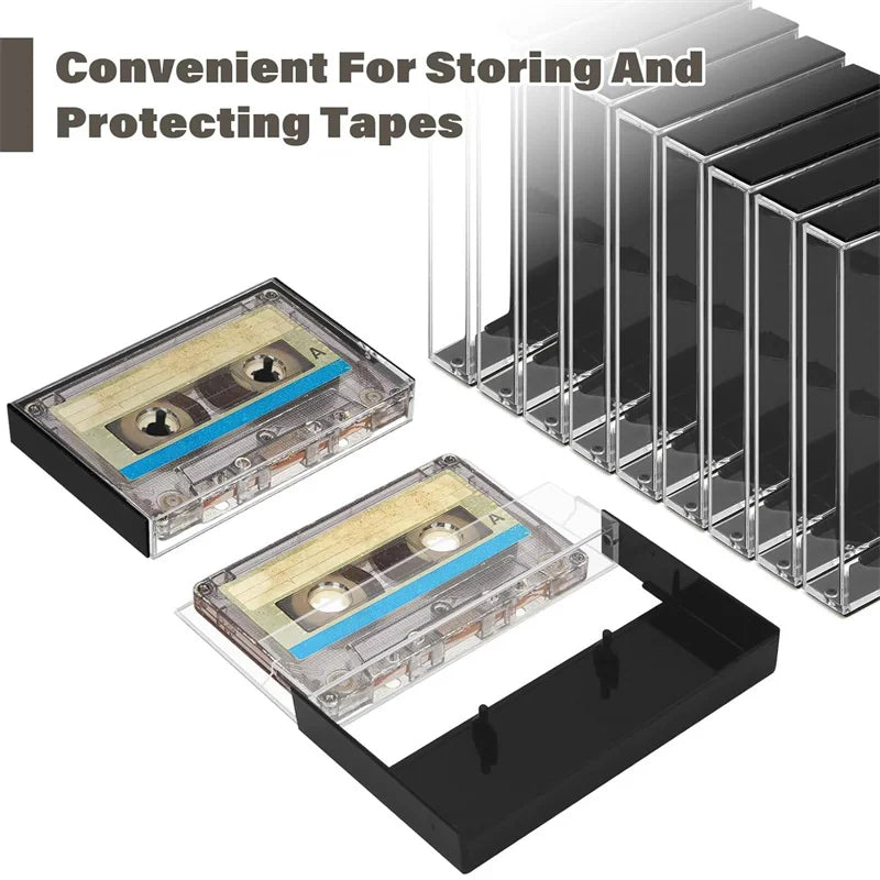 Clear Plastic Cassette Tape Storage Case – Vintage Style Cassette Storage Case Qme
