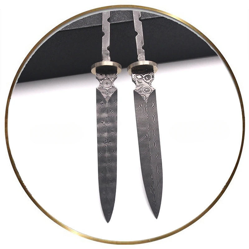 7cm Damascus Steel Tea Knife Billet – DIY Tea Cutter Tool Tea Knife Billet Qst