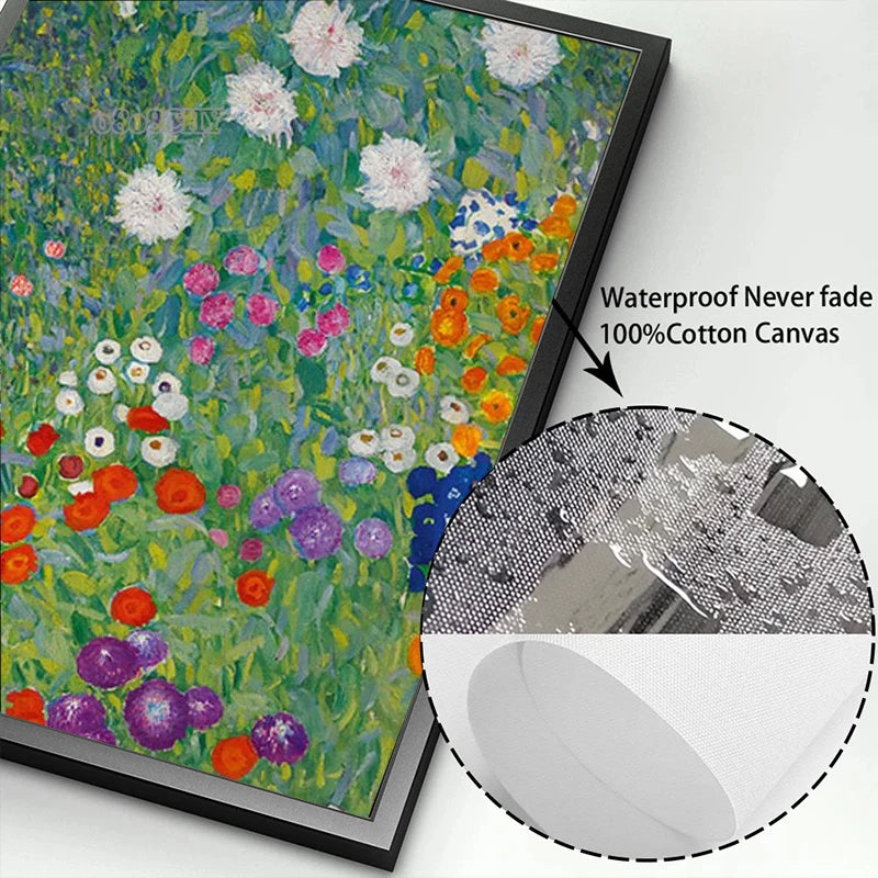 Gustav Klimt Flower Garden Canvas Print – Nordic Wall Art Canvas Wall Art Qst