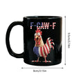 Funny Rooster US Flag Ceramic Coffee Mug – Microwave Safe Novelty Ceramic Mug Qme China Mainland Black 350ml