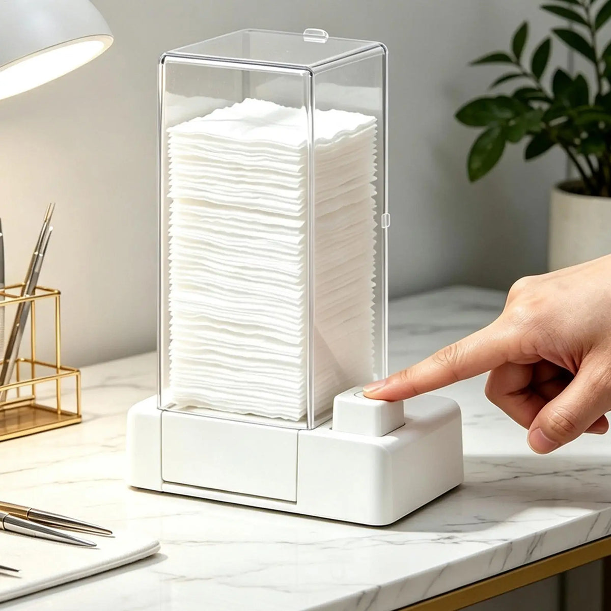 Automatic Cotton Round Dispenser – Clear Bathroom Organizer Cotton Round Dispenser Qme