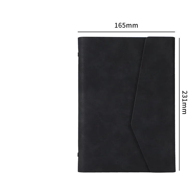 A5 6-Ring Binder Lined Paper Storage Pocket & Card Holder Ring Binder Planner Qme Black