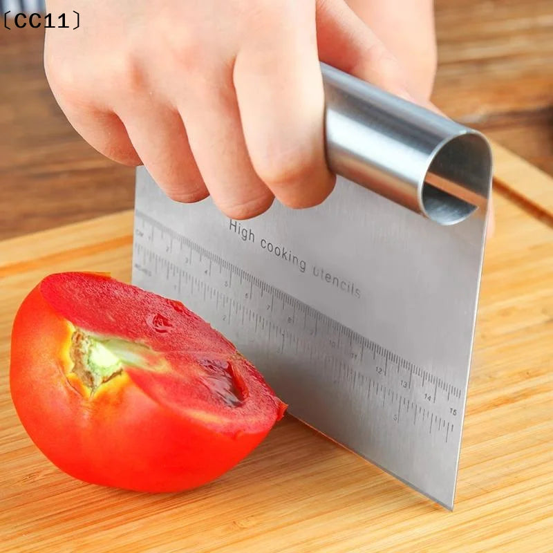 Stainless Steel Dough Scraper & Pizza Cutter with Measuring Scale Dough Scraper & Cutter Qme