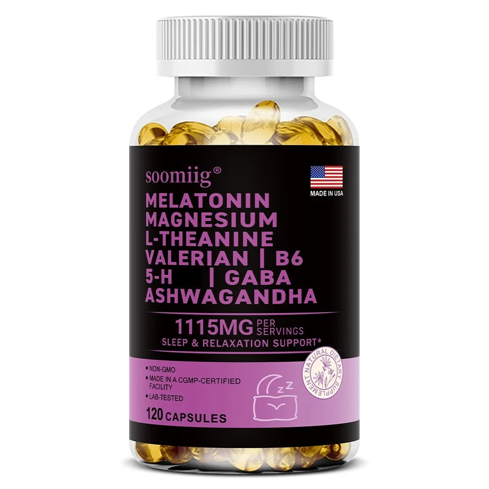 SOOMIIG 12-in-1 Melatonin 5mg Sleep Capsules – Vegan Non-GMO Sleep Supplement Qst 120 count - 1 bottle