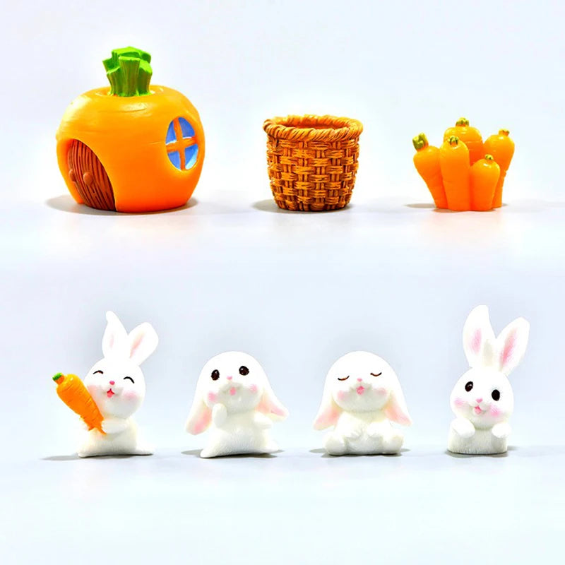 Mini Resin Rabbit Figurine – Easter Bunny Garden Ornament Resin Garden Figurine Qst